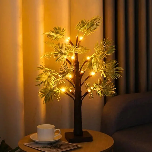 Tropical Palm Leaf LED Light Decor – Warm White Glow Accent Lamp for Home or Bedroom