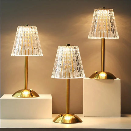 Gold Crystal Table Lamp – Elegant Sparkling Accent Light for Bedroom or Living Room Décor