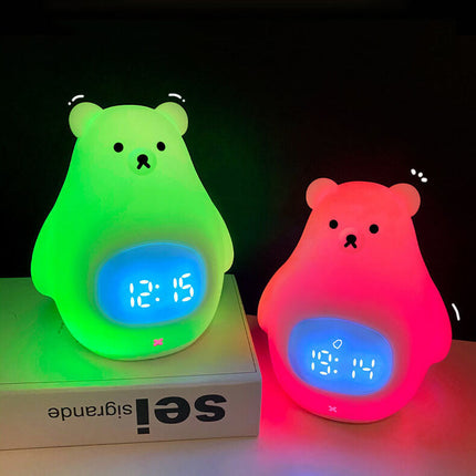 Cute LED Polar Bear Night Light & Alarm Clock – Adorable Bedroom Decor & Functional Desk Lamp