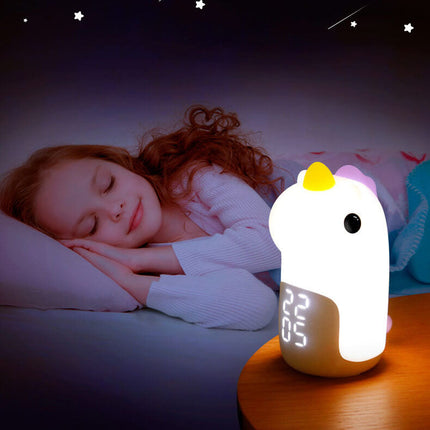 Cute Unicorn LED Alarm Clock & Night Light – USB Powered Decorative Lamp 4.4" x 6.3"