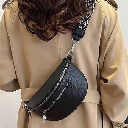 Black Quilted Belt Bag with Gold Hardware – Versatile Crossbody Waist Bag for Women