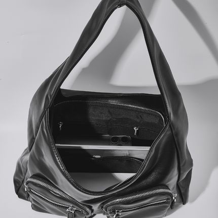 Modern Shoulder Bag with Front Pockets – Vegan Leather