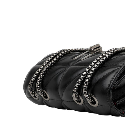 Luxury Quilted Shoulder Bag with Chain – Vegan Leather