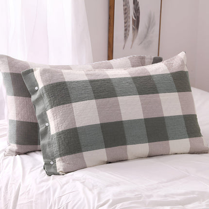 Soft Cotton Plaid Cushion Cover – Classic Checkered Throw Pillow Case for Sofa, Bed, or Lounge Chair