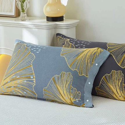 Luxury Ginkgo Leaf Throw Pillow Cover – Elegant Gray & Yellow Decorative Cushion for Sofa, Bed, or Chair