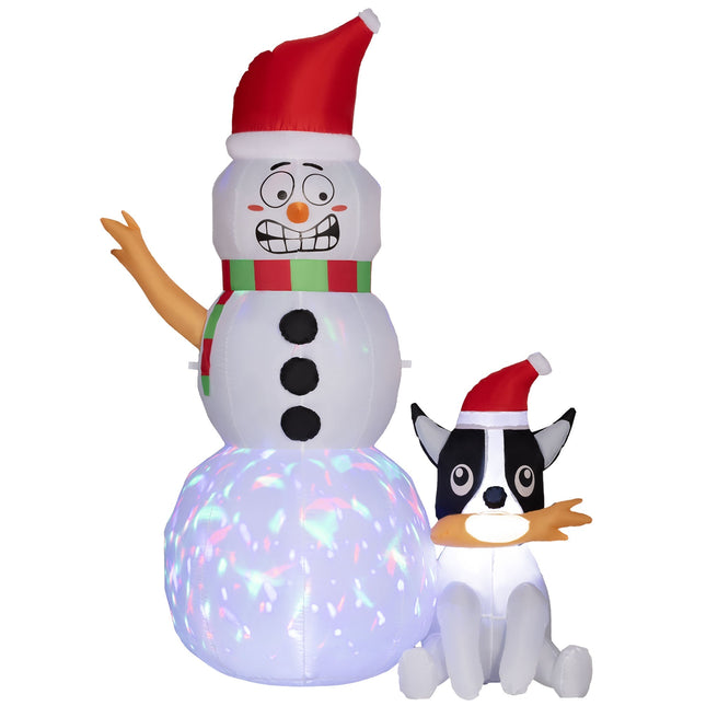 Inflatable Snowman with Dog 74" – Lighted Christmas Yard Decoration with LED Lights & Built-In Fan