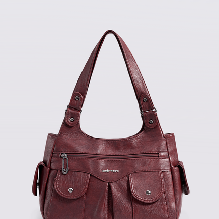 Vegan Leather Shoulder Bag with Multiple Pockets – Practical & Stylish