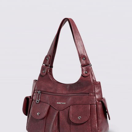 Vegan Leather Shoulder Bag with Multiple Pockets – Practical & Stylish