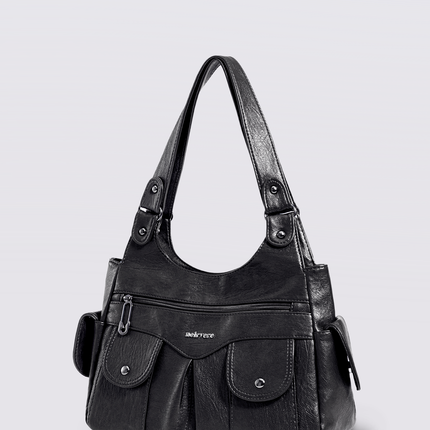 Vegan Leather Shoulder Bag with Multiple Pockets – Practical & Stylish