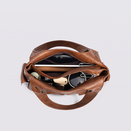 Vegan Leather Shoulder Bag with Multiple Pockets – Practical & Stylish