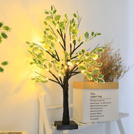 LED Leaf Tree Decor – 4.3″ × 2.4″ Tabletop Lighted Indoor Tree Lamp with Warm White Leaves