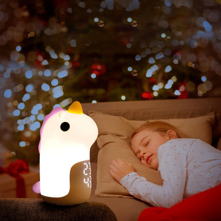 Cute Unicorn LED Alarm Clock & Night Light – USB Powered Decorative Lamp 4.4" x 6.3"