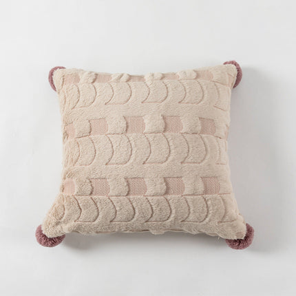 Embroidered Cotton Throw Pillow Cover 18" x 18" – Elegant Neutral Accent for Sofa or Bed