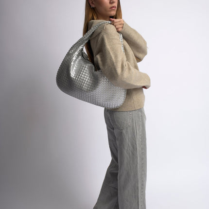 Spacious Braided Women’s Shoulder Bag – Black & Red Elegant Daily Handbag