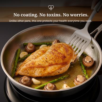 Premium Titanium Fry Pan & Utensil Set – Hammered Surface Skillets with Cooking Tool Essentials