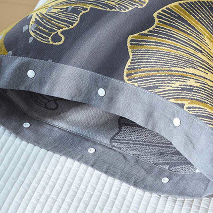 Luxury Ginkgo Leaf Throw Pillow Cover – Elegant Gray & Yellow Decorative Cushion for Sofa, Bed, or Chair