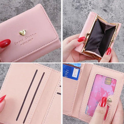 Vintage Kaylee Wallet – Stylish Compact PU Leather Purse with Heart Detail