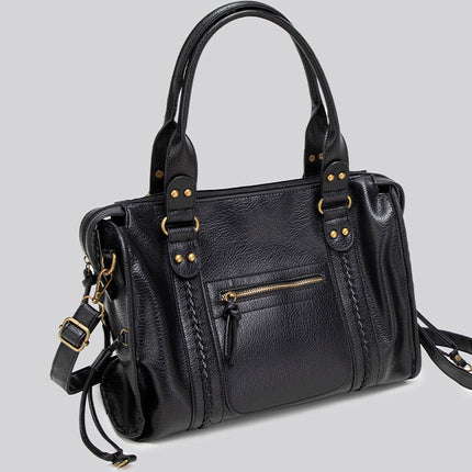 Black Handbag with Zipper – Bold & Spacious Design
