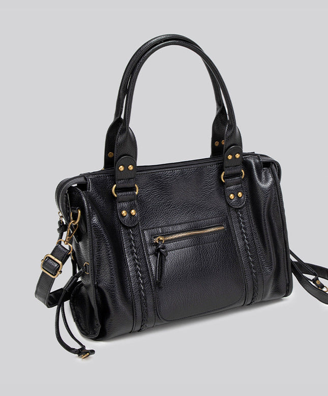 Black Handbag with Zipper – Bold & Spacious Design