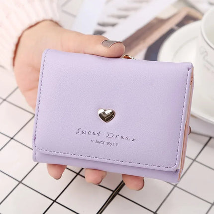 Vintage Kaylee Wallet – Stylish Compact PU Leather Purse with Heart Detail