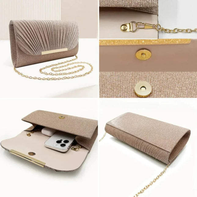 Elegant Night Clutch – Shimmering Evening Bag with Gold Closure – Available in Multiple Colors