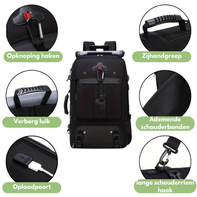 50L Waterproof Travel Backpack with USB Charging Port – Durable, Spacious, and TSA-Friendly