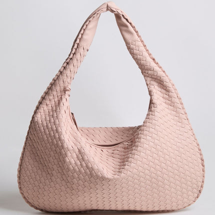 Spacious Braided Women’s Shoulder Bag – Black & Red Elegant Daily Handbag