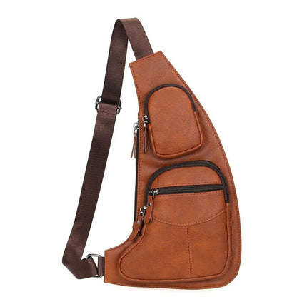 Men’s Crossbody Shoulder Bag – Leather Sling Bag with Multiple Compartments