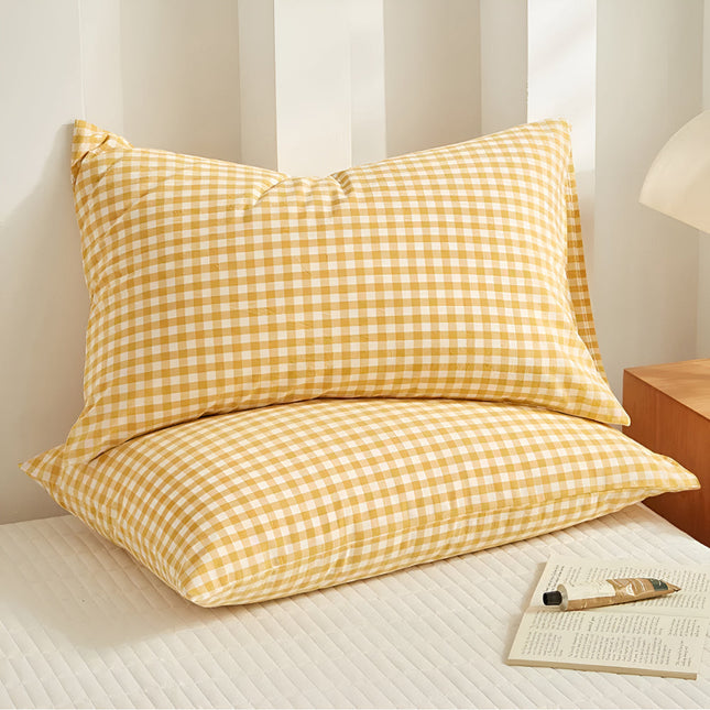 Plaid Checkered Cotton Pillowcase Set – Soft & Breathable Decorative Cushions in Multiple Colors for Bedroom & Living Room