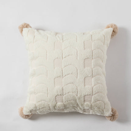 Embroidered Cotton Throw Pillow Cover 18" x 18" – Elegant Neutral Accent for Sofa or Bed