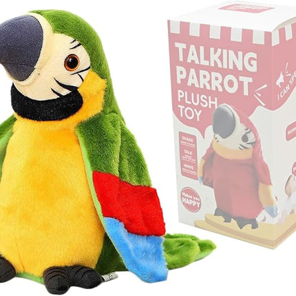 Interactive Talking Parrot Plush Toy – Repeats Your Words & Moves – Soft Cuddly Bird