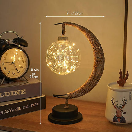Moon-Inspired LED Touch Table Lamp – Warm Ambient Light for Bedroom & Living Room Décor