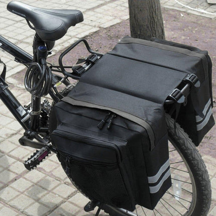 Waterproof 35L Double Bike Pannier Bag – Reflective, Durable & Easy-Mount Rear Rack Saddlebags – Black