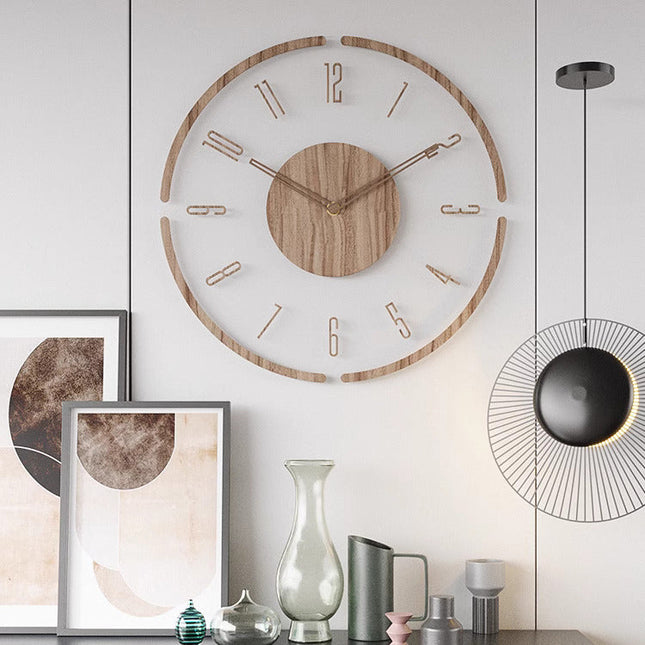 Nordic Wooden Wall Clock – Silent Minimalist Scandinavian Design for Modern Interiors