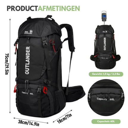 60L Waterproof Hiking Backpack – Ergonomic, Lightweight, and Spacious