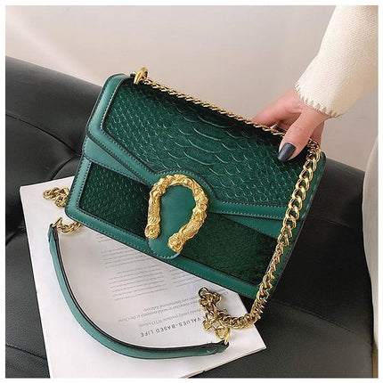 Luxury Crossbody Bag with Gold Dragon Clasp – Vegan Leather