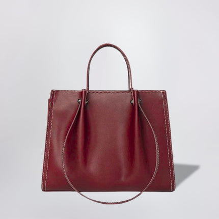 Black Leather Shopper Bag – Minimalist Tote, Spacious Work & Daily Carry