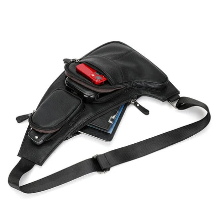 Men’s Crossbody Shoulder Bag – Leather Sling Bag with Multiple Compartments