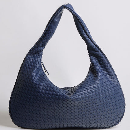 Spacious Braided Women’s Shoulder Bag – Black & Red Elegant Daily Handbag