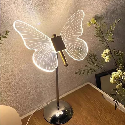 Crystal Wings Butterfly Table Lamp 13.8" x 9.8" – Elegant Crystal Light for Living Room or Bedroom Décor