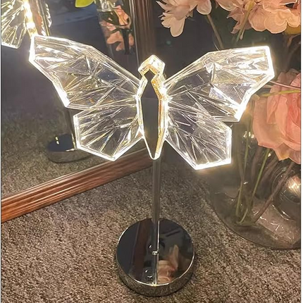 Crystal Wings Butterfly Table Lamp 13.8" x 9.8" – Elegant Crystal Light for Living Room or Bedroom Décor
