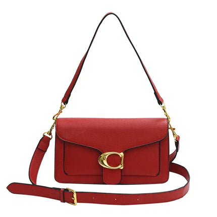 Elegant Vegan Leather Shoulder Bag with Gold Buckle – Timeless Design for Every Occasion