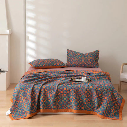 Bohemian Fleece Throw Blanket – Cozy Plaid with Colorful Pattern for Sofa & Bed