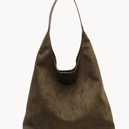 Elegant Faux Suede Shoulder Bag – Lightweight Spacious Handbag for Women
