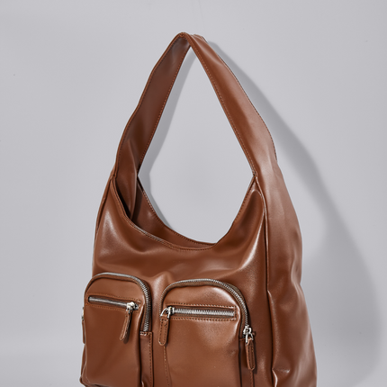 Modern Shoulder Bag with Front Pockets – Vegan Leather