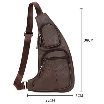 Men’s Crossbody Shoulder Bag – Leather Sling Bag with Multiple Compartments