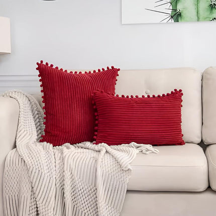 Corduroy Throw Pillow – Soft Ribbed Velvet Cushion Cover for Sofa & Bed – Multiple Trendy Colors