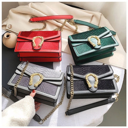 Luxury Crossbody Bag with Gold Dragon Clasp – Vegan Leather