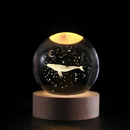 3D Crystal Ball LED Night Light – Warm White USB Lamp with Galaxy Design | Perfect Gift for Space Lovers