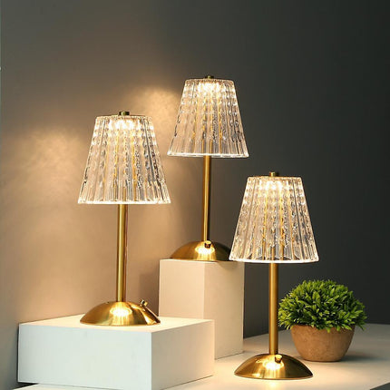 Gold Crystal Table Lamp – Elegant Sparkling Accent Light for Bedroom or Living Room Décor